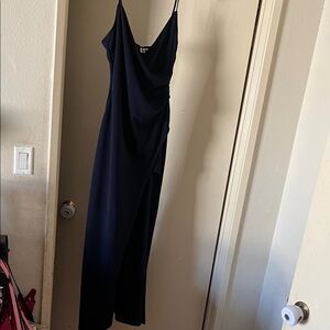 Emerald Sundae Navy Draped Slip Maxi Dress